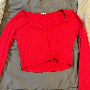 Garage long sleeve red shirt, cropped